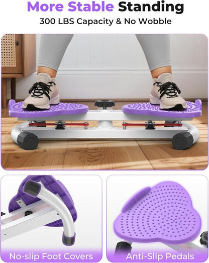 Twist Machine Slim Waist and Toned Abs Waist Twister Can Stand with Feet Apart Double Non-Slip No Noise Use Exercise Equipment Abdominal Roller Workout(Pink/ Purple)
