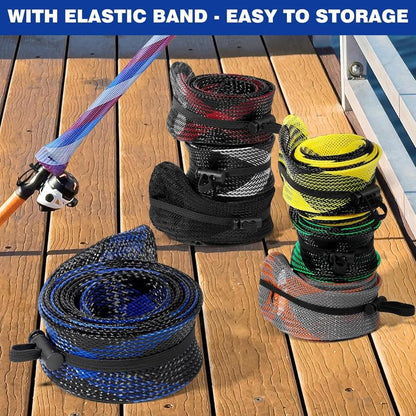 Fishing Rod Sleeve - Fishing Pole Sleeve Fishing Rod Cover for Casting Rod, Sea Fishing Rod, Fly Rod - Braided Mesh Rod Protector Fishing Rod Sock