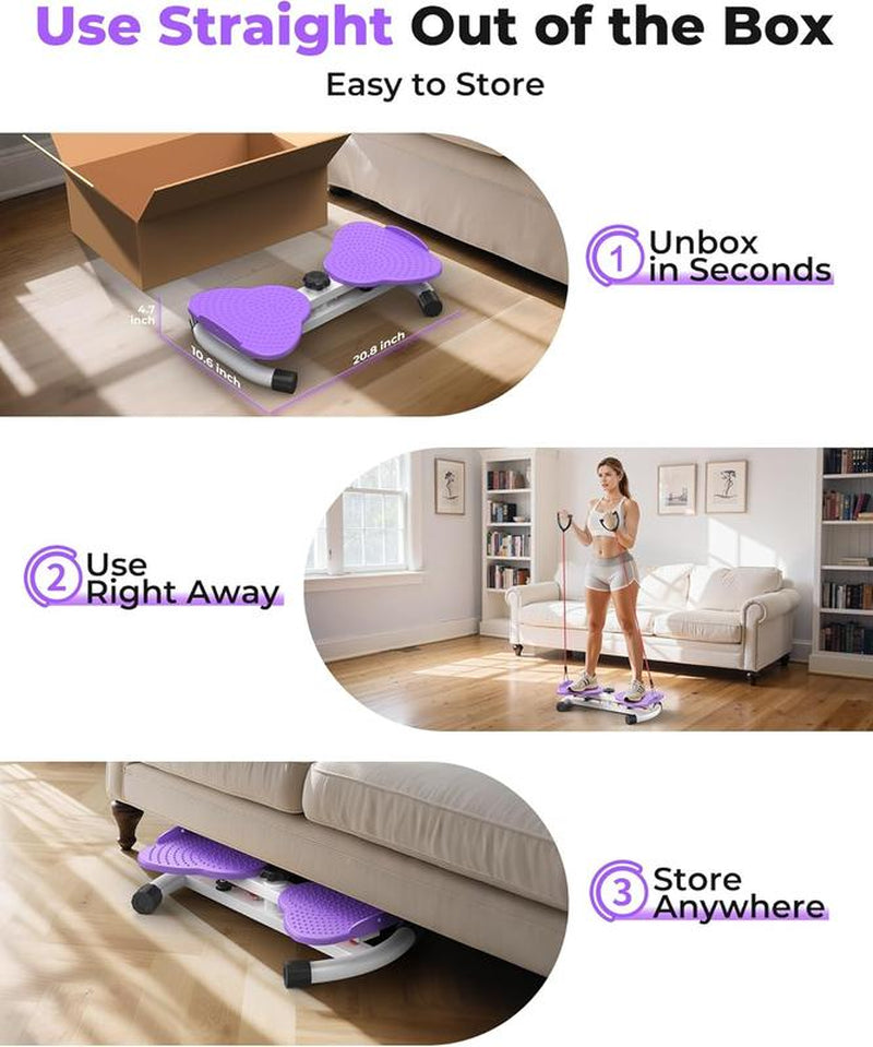 Twist Machine Slim Waist and Toned Abs Waist Twister Can Stand with Feet Apart Double Non-Slip No Noise Use Exercise Equipment Abdominal Roller Workout(Pink/ Purple)