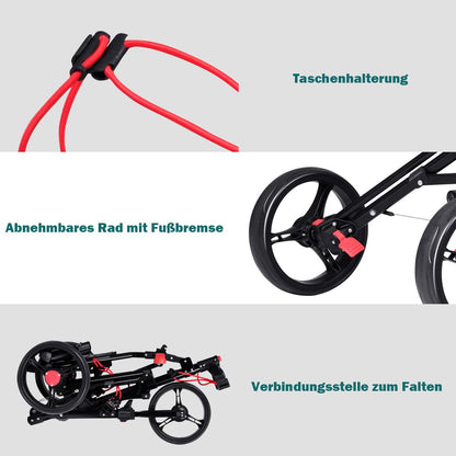 3-Rad Golftrolley Golfwagen Golf Klappbar Einfacher Schiebe- Und Zugwagen Schwarz