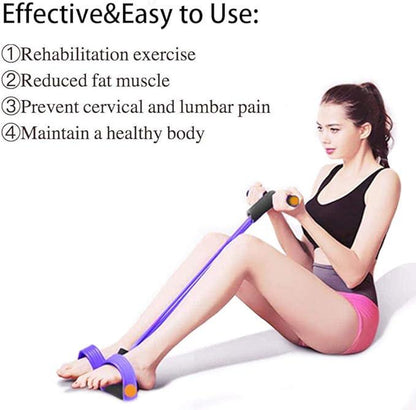 Multifunction Tension Rope, 4-Tube Elastic Yoga Pedal Puller Resistance Band, Natural Latex Tension Rope Fitness Equipment, for Abdomen/Waist/Arm/Leg Stretching Slimming Training