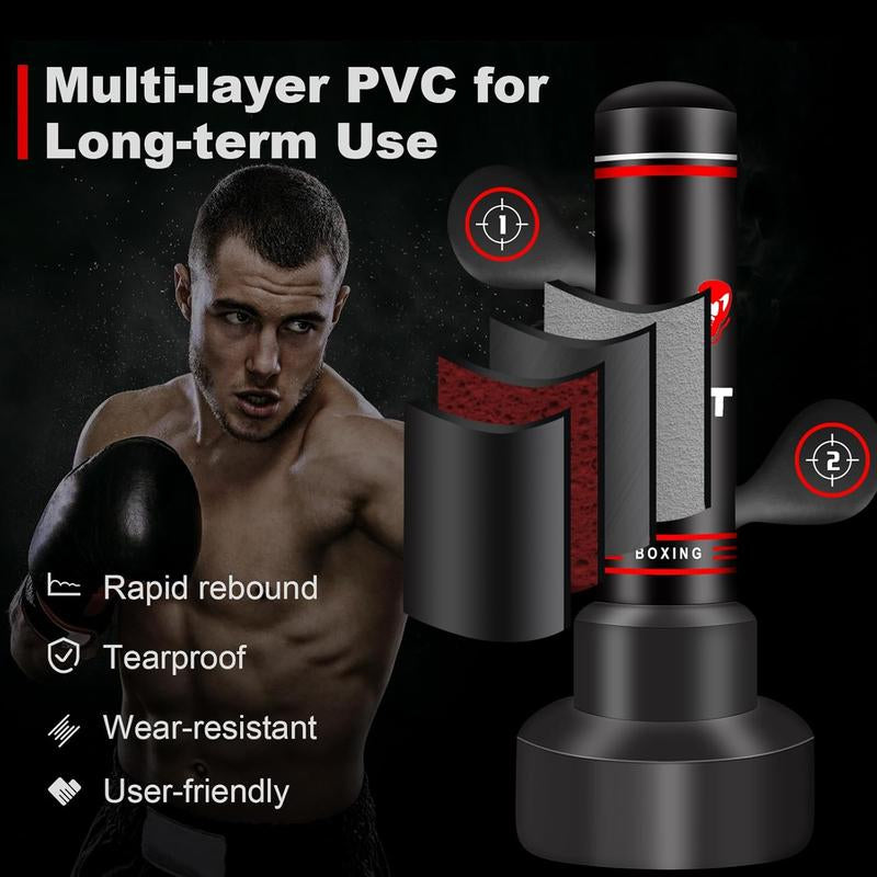 Freestanding Punching Bags for Adults Teens, 70" Freestanding Punching Bag with Stand,Suitable for Kickboxing Martial Arts MMA Dummy Karate Home Gym (Not Included Pump and Gloves)