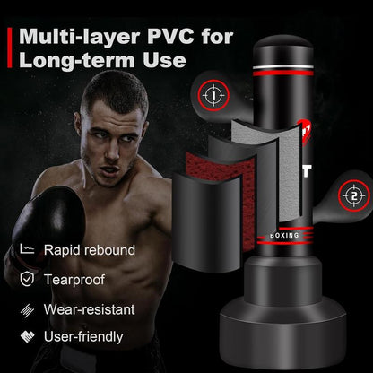 Freestanding Punching Bags for Adults Teens, 70" Freestanding Punching Bag with Stand,Suitable for Kickboxing Martial Arts MMA Dummy Karate Home Gym (Not Included Pump and Gloves)