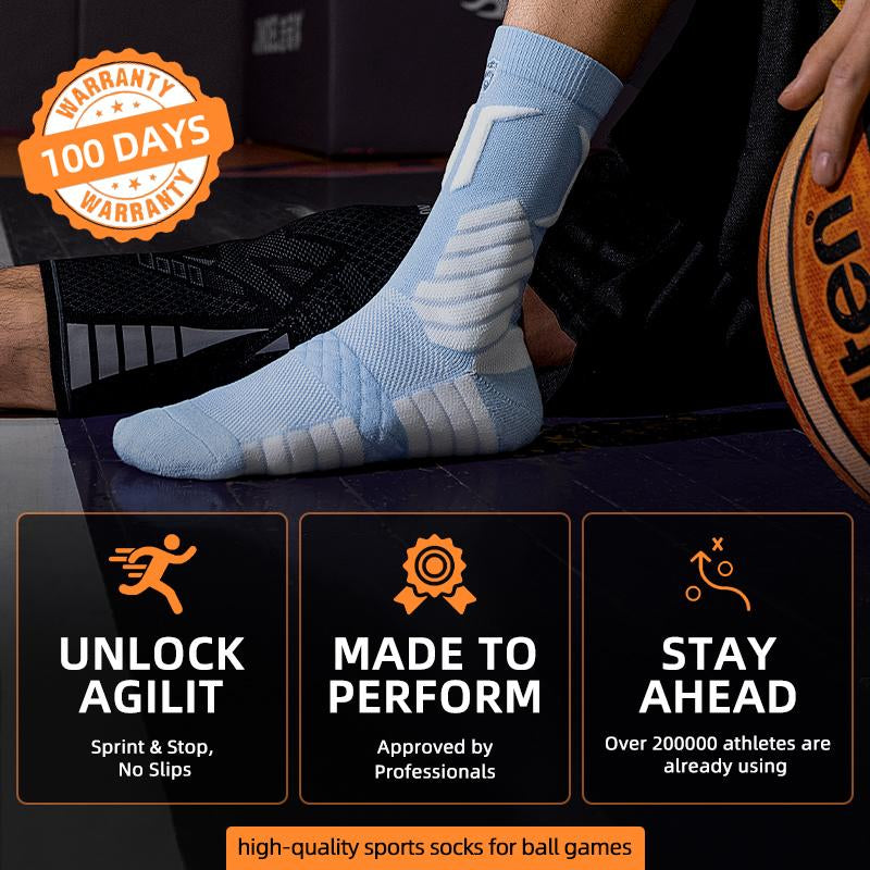 Performance Socks 3 Pairs Men'S Professional Sports Socks Mid Length Cotton Socks Cushioning Performance Arch Support Anti-Slip Ankle Compression Sweat Absorbing Shock Absorbing Wear Resistant Running Basketball All Season Universal Activewear
