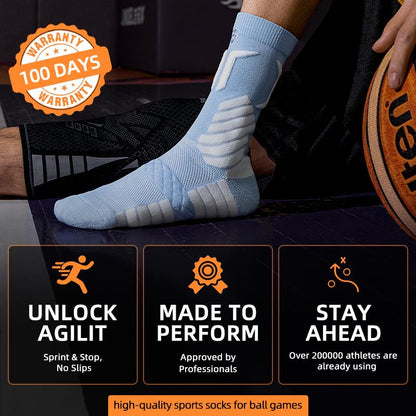 Performance Socks 3 Pairs Men'S Professional Sports Socks Mid Length Cotton Socks Cushioning Performance Arch Support Anti-Slip Ankle Compression Sweat Absorbing Shock Absorbing Wear Resistant Running Basketball All Season Universal Activewear