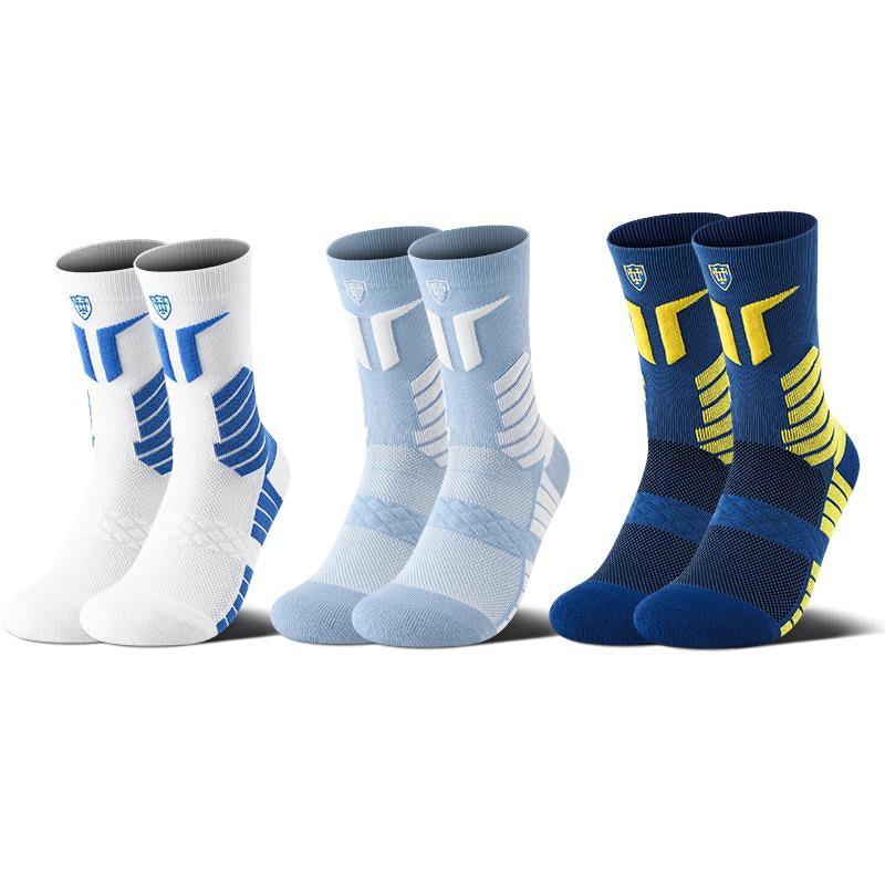 Performance Socks 3 Pairs Men'S Professional Sports Socks Mid Length Cotton Socks Cushioning Performance Arch Support Anti-Slip Ankle Compression Sweat Absorbing Shock Absorbing Wear Resistant Running Basketball All Season Universal Activewear