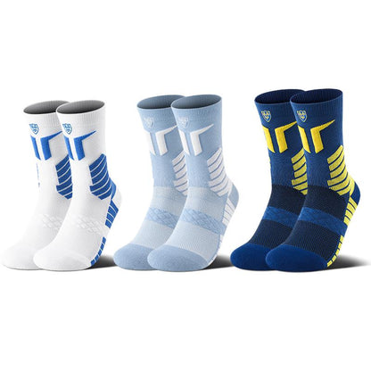 Performance Socks 3 Pairs Men'S Professional Sports Socks Mid Length Cotton Socks Cushioning Performance Arch Support Anti-Slip Ankle Compression Sweat Absorbing Shock Absorbing Wear Resistant Running Basketball All Season Universal Activewear