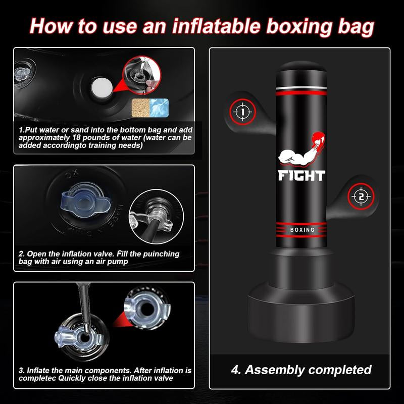 Freestanding Punching Bags for Adults Teens, 70" Freestanding Punching Bag with Stand,Suitable for Kickboxing Martial Arts MMA Dummy Karate Home Gym (Not Included Pump and Gloves)