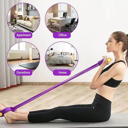 Multifunction Tension Rope, 4-Tube Elastic Yoga Pedal Puller Resistance Band, Natural Latex Tension Rope Fitness Equipment, for Abdomen/Waist/Arm/Leg Stretching Slimming Training