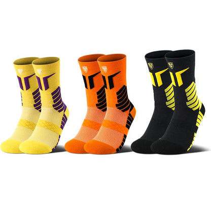 Performance Socks 3 Pairs Men'S Professional Sports Socks Mid Length Cotton Socks Cushioning Performance Arch Support Anti-Slip Ankle Compression Sweat Absorbing Shock Absorbing Wear Resistant Running Basketball All Season Universal Activewear