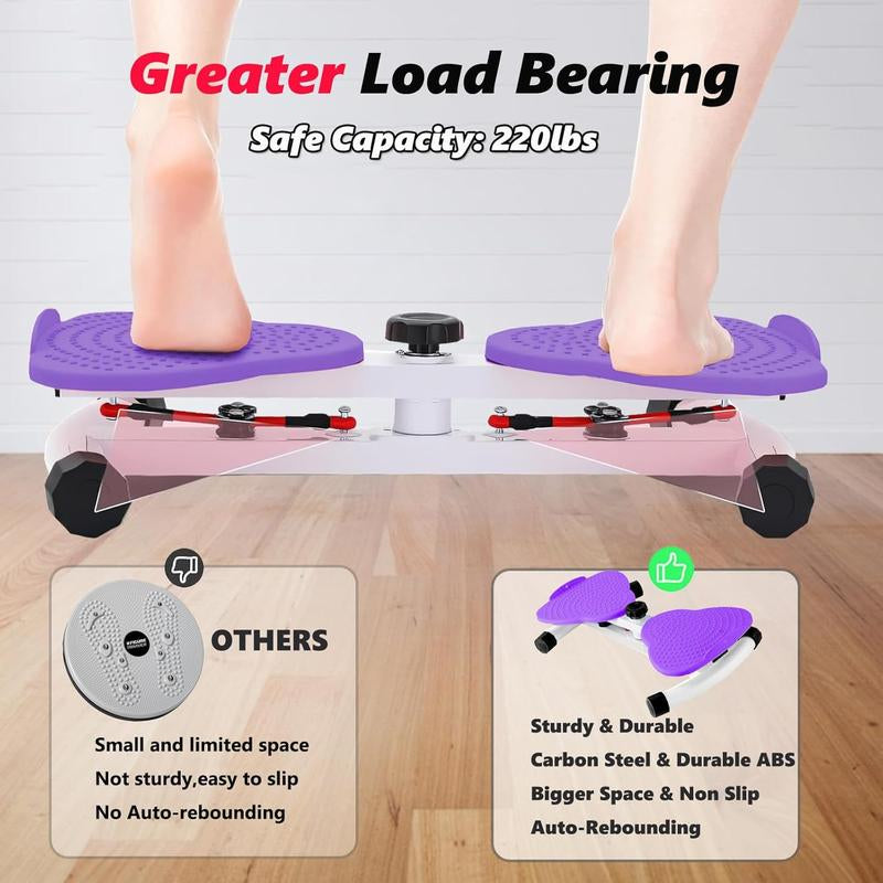 Twist Machine Slim Waist and Toned Abs Waist Twister Can Stand with Feet Apart Double Non-Slip No Noise Use Exercise Equipment Abdominal Roller Workout(Pink/ Purple)