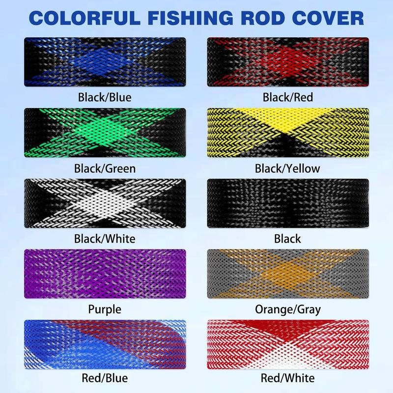 Fishing Rod Sleeve - Fishing Pole Sleeve Fishing Rod Cover for Casting Rod, Sea Fishing Rod, Fly Rod - Braided Mesh Rod Protector Fishing Rod Sock