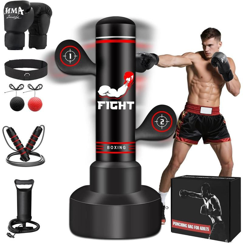 Freestanding Punching Bags for Adults Teens, 70" Freestanding Punching Bag with Stand,Suitable for Kickboxing Martial Arts MMA Dummy Karate Home Gym (Not Included Pump and Gloves)