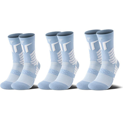 Performance Socks 3 Pairs Men'S Professional Sports Socks Mid Length Cotton Socks Cushioning Performance Arch Support Anti-Slip Ankle Compression Sweat Absorbing Shock Absorbing Wear Resistant Running Basketball All Season Universal Activewear