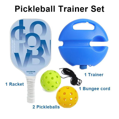Pickleball Trainer Kit with Pickleball Rackets,2Pc 40-Hole Ball & Elastic Rope for Hand-Eye Coordination & Reflexes Improvement Portable Design for All Skill Levels - Training Universal Training Equipment Set