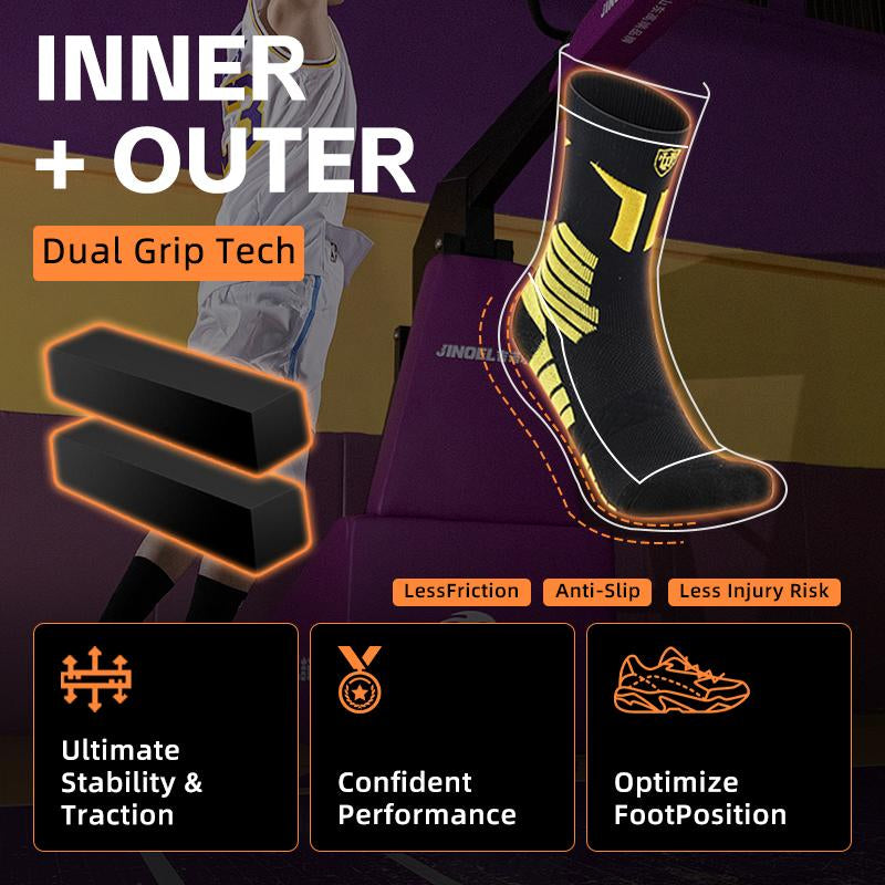 Performance Socks 3 Pairs Men'S Professional Sports Socks Mid Length Cotton Socks Cushioning Performance Arch Support Anti-Slip Ankle Compression Sweat Absorbing Shock Absorbing Wear Resistant Running Basketball All Season Universal Activewear