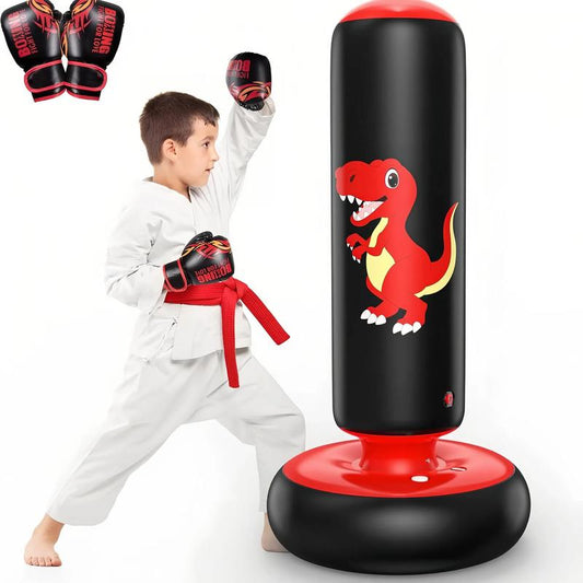 Inflatable Punching Bag, 48 Inch Stable Inflatable Boxing Bag for 3-6 Kids,Dinosaur Toy & Gifts for Boys and Girls, Kids Boxing Set for Practicing Karate, Taekwondo