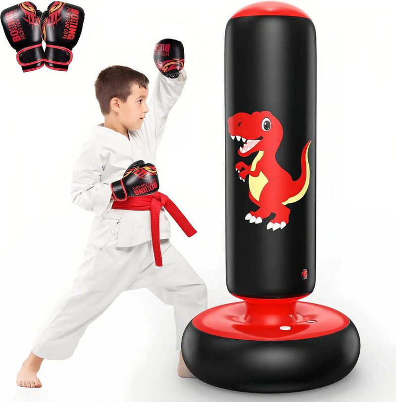 Inflatable Punching Bag, 48 Inch Stable Inflatable Boxing Bag for 3-6 Kids,Dinosaur Toy & Gifts for Boys and Girls, Kids Boxing Set for Practicing Karate, Taekwondo