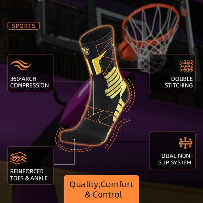 Performance Socks 3 Pairs Men'S Professional Sports Socks Mid Length Cotton Socks Cushioning Performance Arch Support Anti-Slip Ankle Compression Sweat Absorbing Shock Absorbing Wear Resistant Running Basketball All Season Universal Activewear