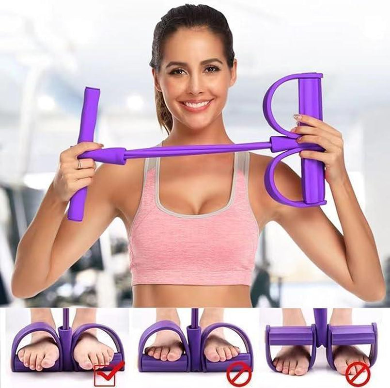Multifunction Tension Rope, 4-Tube Elastic Yoga Pedal Puller Resistance Band, Natural Latex Tension Rope Fitness Equipment, for Abdomen/Waist/Arm/Leg Stretching Slimming Training