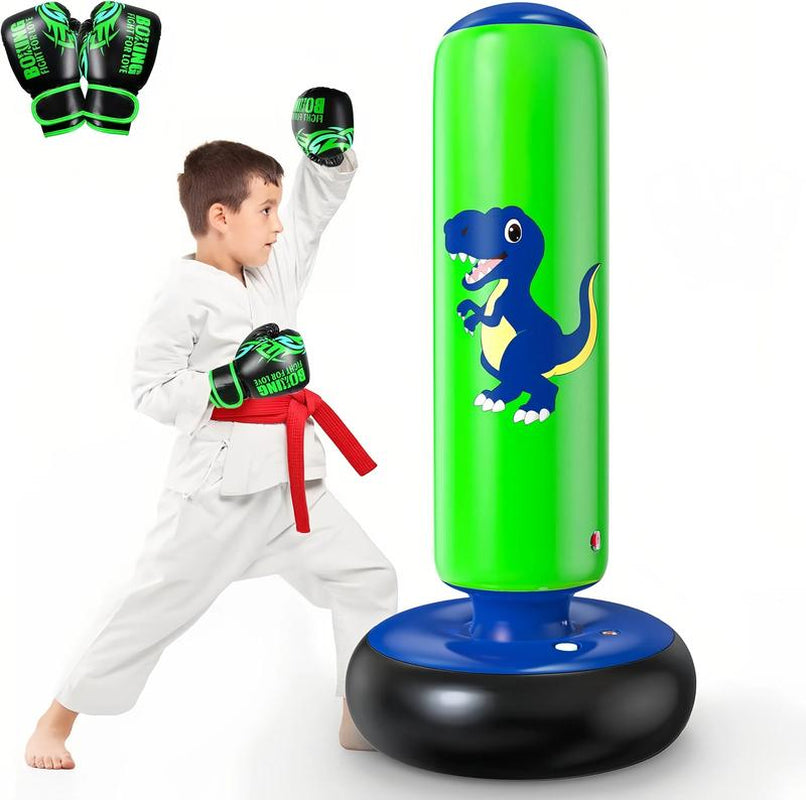 Inflatable Punching Bag, 48 Inch Stable Inflatable Boxing Bag for 3-6 Kids,Dinosaur Toy & Gifts for Boys and Girls, Kids Boxing Set for Practicing Karate, Taekwondo