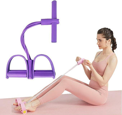 Multifunction Tension Rope, 4-Tube Elastic Yoga Pedal Puller Resistance Band, Natural Latex Tension Rope Fitness Equipment, for Abdomen/Waist/Arm/Leg Stretching Slimming Training