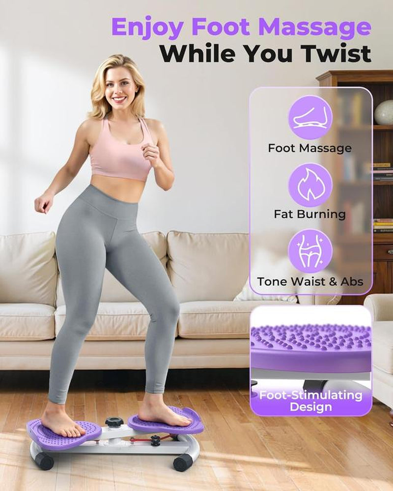 Twist Machine Slim Waist and Toned Abs Waist Twister Can Stand with Feet Apart Double Non-Slip No Noise Use Exercise Equipment Abdominal Roller Workout(Pink/ Purple)