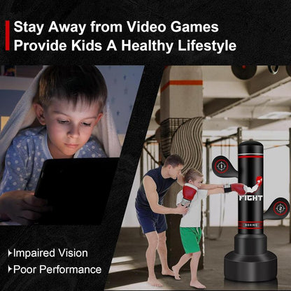 Freestanding Punching Bags for Adults Teens, 70" Freestanding Punching Bag with Stand,Suitable for Kickboxing Martial Arts MMA Dummy Karate Home Gym (Not Included Pump and Gloves)