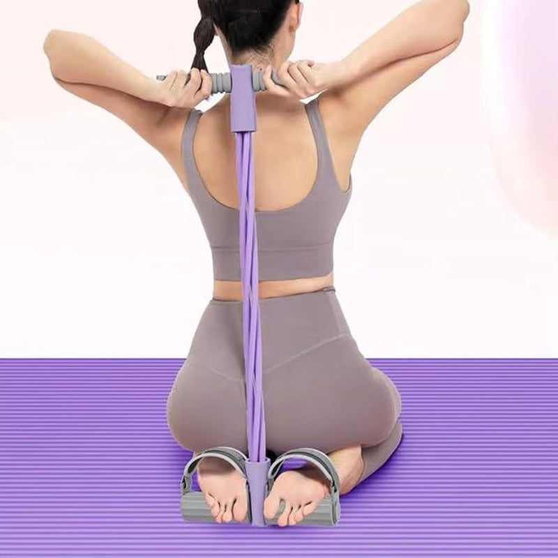 Multifunction Tension Rope, 4-Tube Elastic Yoga Pedal Puller Resistance Band, Natural Latex Tension Rope Fitness Equipment, for Abdomen/Waist/Arm/Leg Stretching Slimming Training