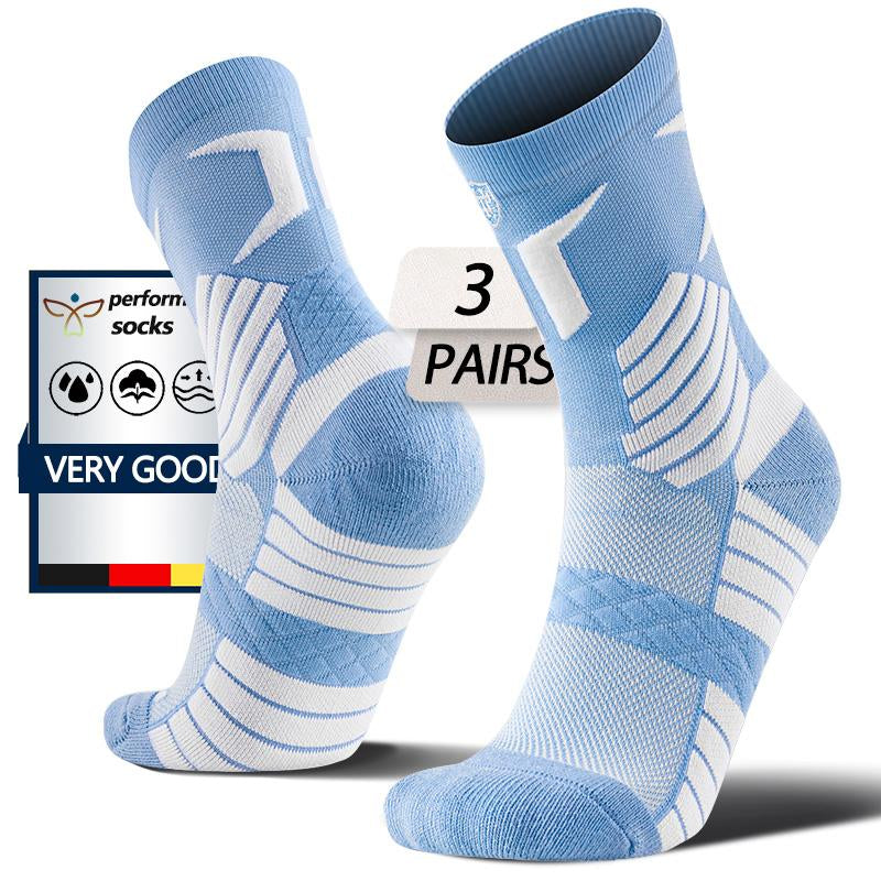 Performance Socks 3 Pairs Men'S Professional Sports Socks Mid Length Cotton Socks Cushioning Performance Arch Support Anti-Slip Ankle Compression Sweat Absorbing Shock Absorbing Wear Resistant Running Basketball All Season Universal Activewear