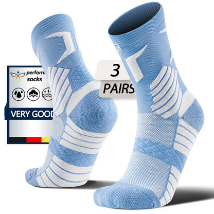 Performance Socks 3 Pairs Men'S Professional Sports Socks Mid Length Cotton Socks Cushioning Performance Arch Support Anti-Slip Ankle Compression Sweat Absorbing Shock Absorbing Wear Resistant Running Basketball All Season Universal Activewear