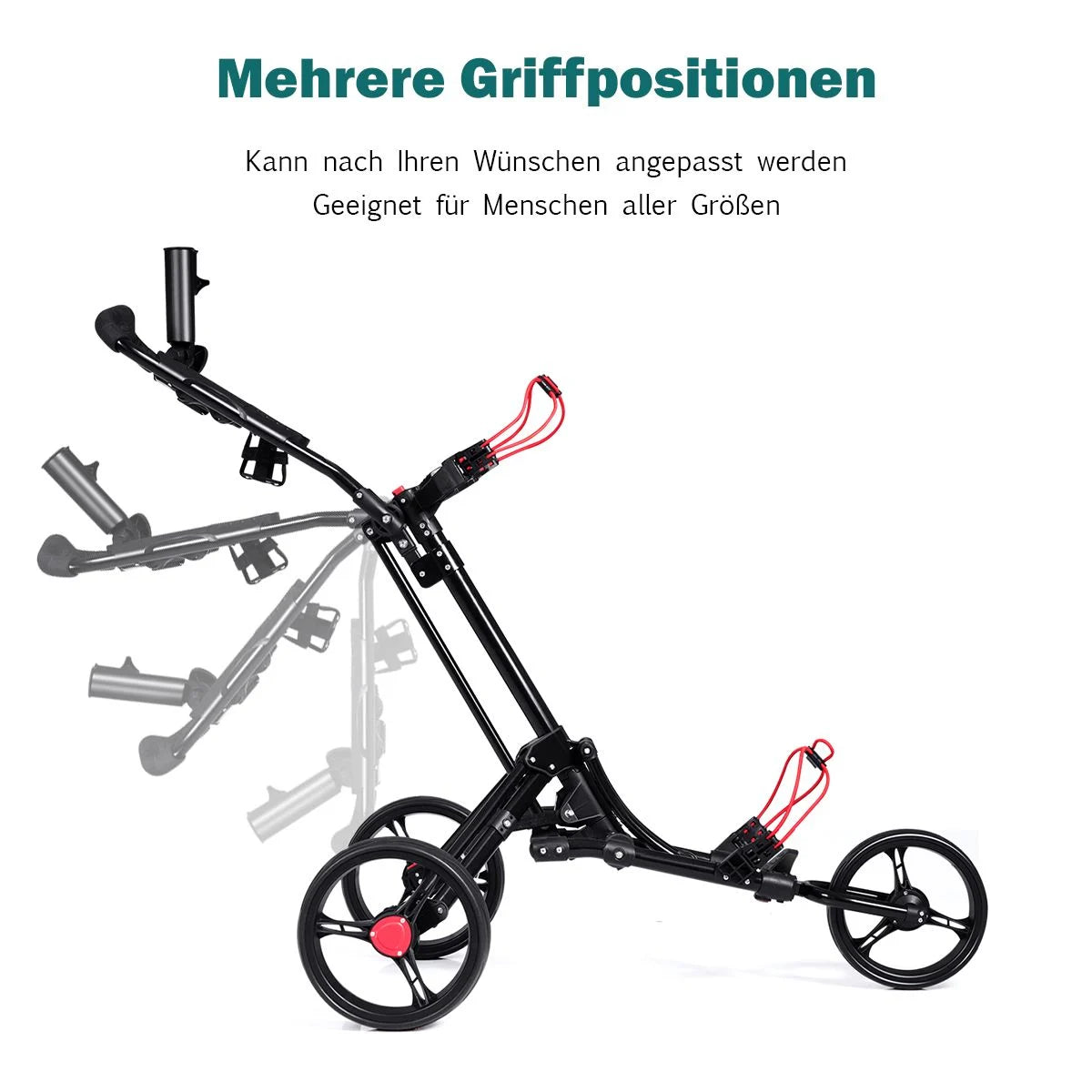 3-Rad Golftrolley Golfwagen Golf Klappbar Einfacher Schiebe- Und Zugwagen Schwarz