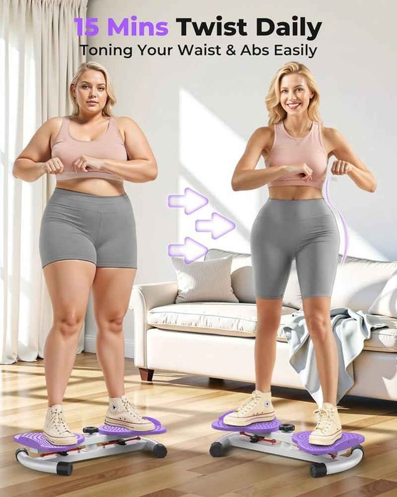 Twist Machine Slim Waist and Toned Abs Waist Twister Can Stand with Feet Apart Double Non-Slip No Noise Use Exercise Equipment Abdominal Roller Workout(Pink/ Purple)