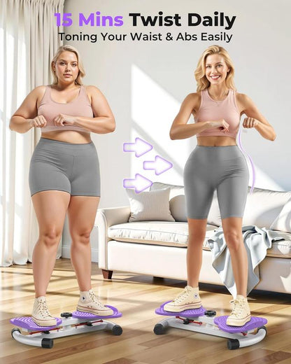 Twist Machine Slim Waist and Toned Abs Waist Twister Can Stand with Feet Apart Double Non-Slip No Noise Use Exercise Equipment Abdominal Roller Workout(Pink/ Purple)