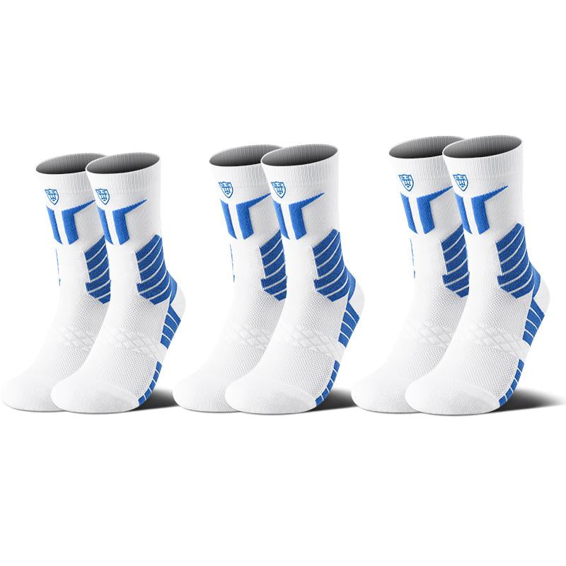 Performance Socks 3 Pairs Men'S Professional Sports Socks Mid Length Cotton Socks Cushioning Performance Arch Support Anti-Slip Ankle Compression Sweat Absorbing Shock Absorbing Wear Resistant Running Basketball All Season Universal Activewear