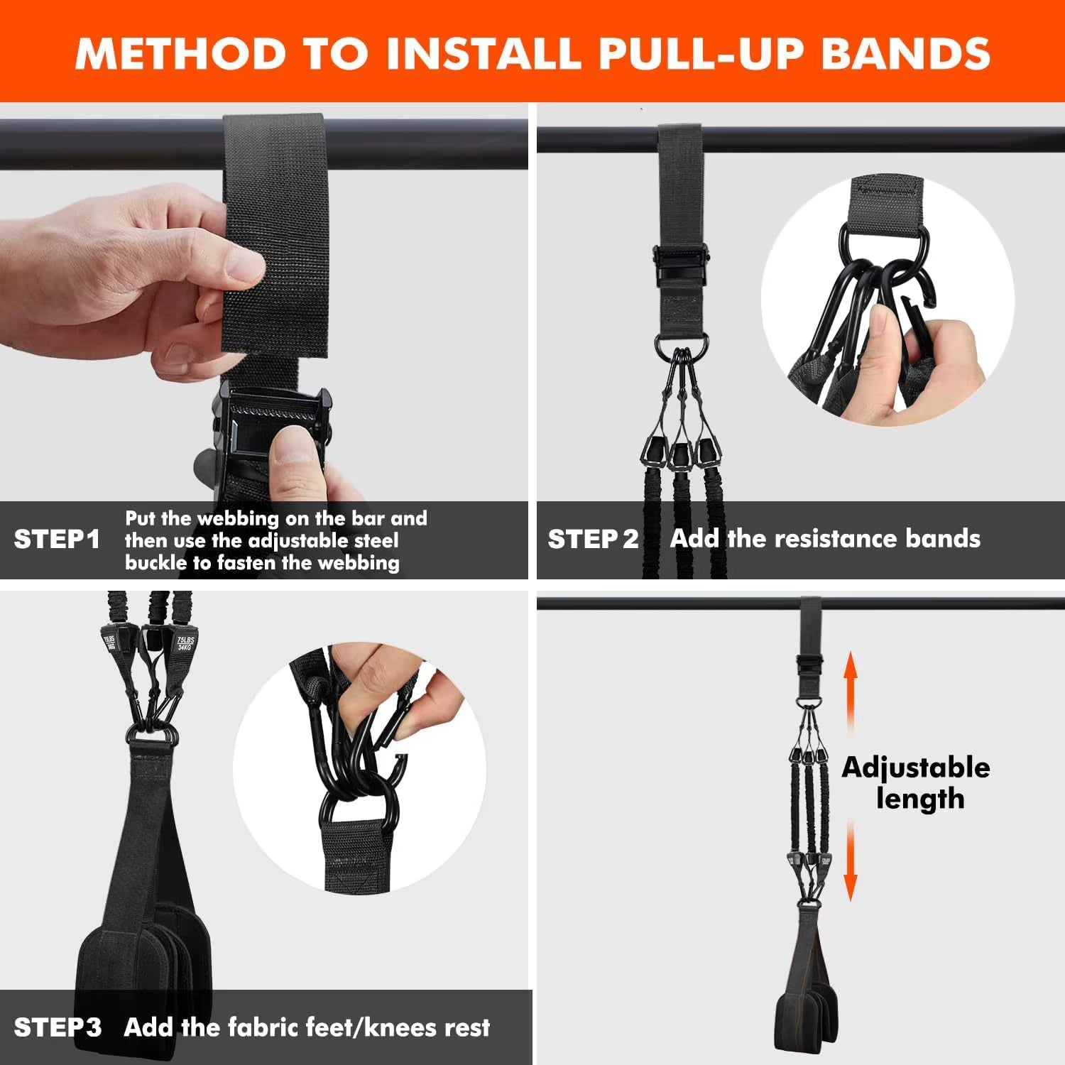 Pull-Up Power with Auxiliary Trainer Elastic Rope Pull Bar Fitness Home Men'S Pull-Up Pull-Up Auxiliary Pull Band Latex