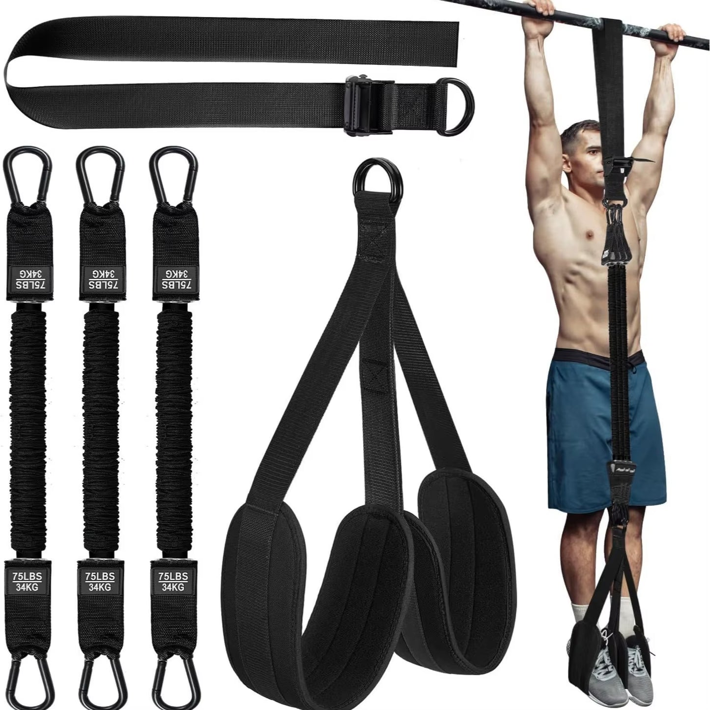 Pull-Up Power with Auxiliary Trainer Elastic Rope Pull Bar Fitness Home Men'S Pull-Up Pull-Up Auxiliary Pull Band Latex