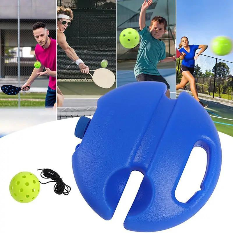 Pickleball Trainer Kit with Pickleball Rackets,2Pc 40-Hole Ball & Elastic Rope for Hand-Eye Coordination & Reflexes Improvement Portable Design for All Skill Levels - Training Universal Training Equipment Set