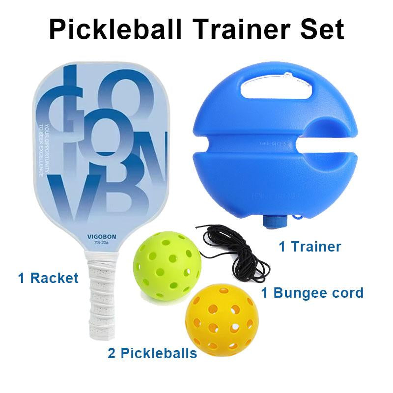 Pickleball Trainer Kit with Pickleball Rackets,2Pc 40-Hole Ball & Elastic Rope for Hand-Eye Coordination & Reflexes Improvement Portable Design for All Skill Levels - Training Universal Training Equipment Set